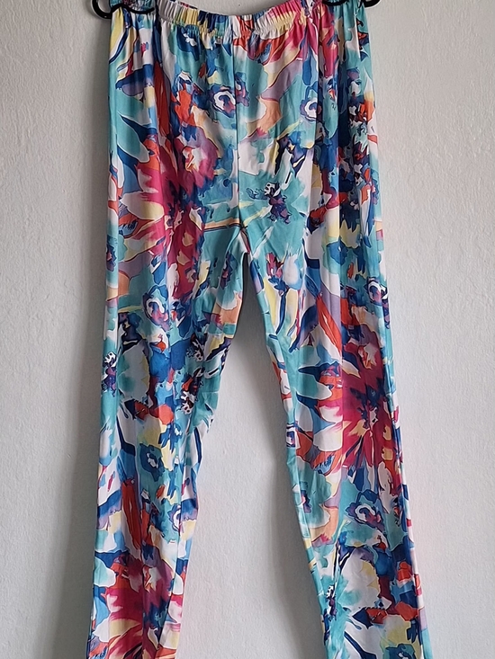 Ekouaer Pants - Colorful Floral Print Elastic Waist Leggings